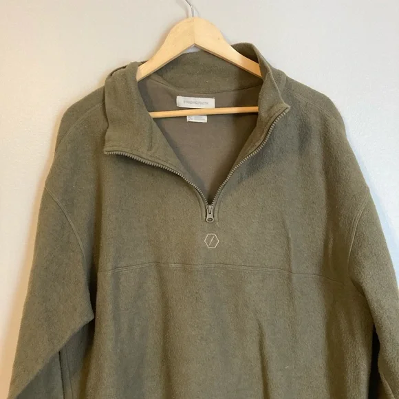 Standard Cloth olive green Oslo quarter zip fleece - Picture 2 of 7
